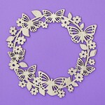 Coroniță florală de vară din lemn pentru ușă - Fluturi
