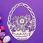 Húsvéti díszítés - Fa kosár virágokkal