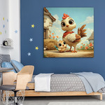 Wooden farm picture - Hen with chick