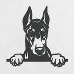 Dřevěná dekorace na stěnu - Pes Doberman