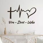 Dřevěná dekorace na zeď - Víra, Život, Láska
