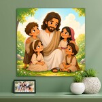 Christian picture for a children's room - Jesus among children