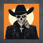 Tablou portocaliu - Craniu de cowboy